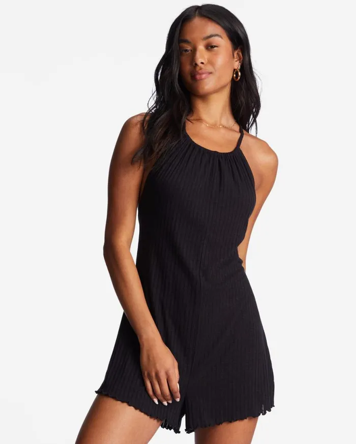 Womens High Surf Romper Black Pebble Billabong Rompers and Jumpsuits
