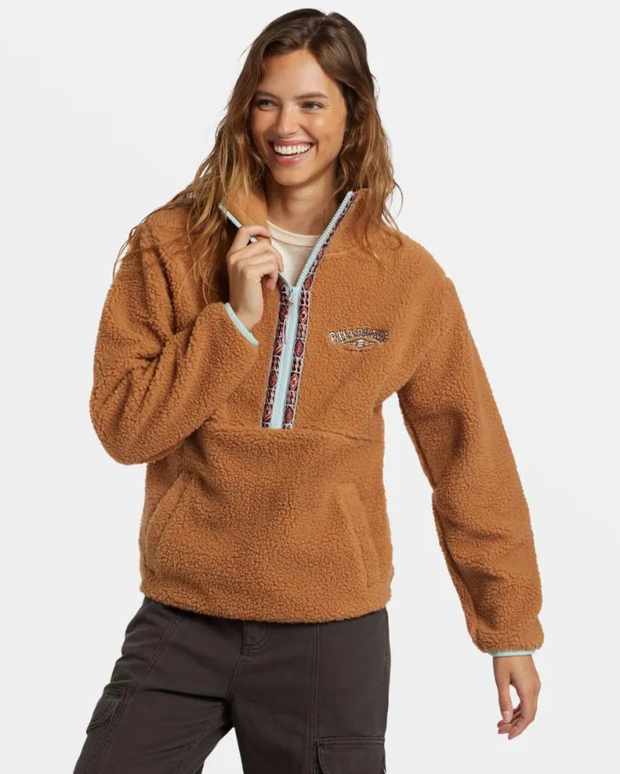 Womens Horizon HalfZip Fleece Sandalwood Billabong Sweatshirts and Fleece