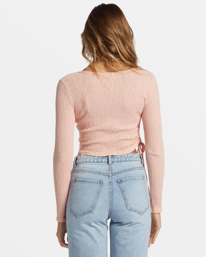 Womens Its A Vibe Long Sleeve Cropped Top Dusty Peach Billabong Tops Womens Its A Vibe Long Sleeve Cropped Top Dusty Peach Billabong Tops
