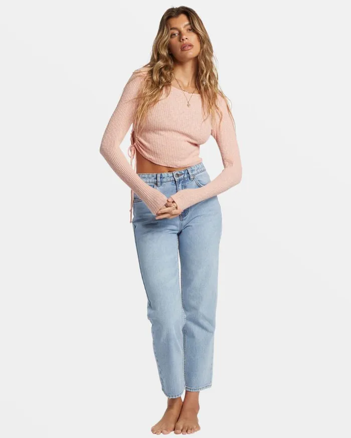 Womens Its A Vibe Long Sleeve Cropped Top Dusty Peach Billabong Tops Womens Its A Vibe Long Sleeve Cropped Top Dusty Peach Billabong Tops