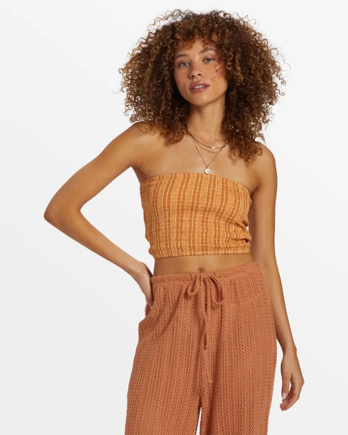 Womens Keep It Simple Smocked Crop Top Peach Punch Billabong Tops Womens Keep It Simple Smocked Crop Top Peach Punch Billabong Tops