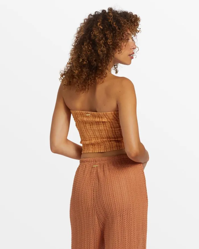 Womens Keep It Simple Smocked Crop Top Peach Punch Billabong Tops Womens Keep It Simple Smocked Crop Top Peach Punch Billabong Tops
