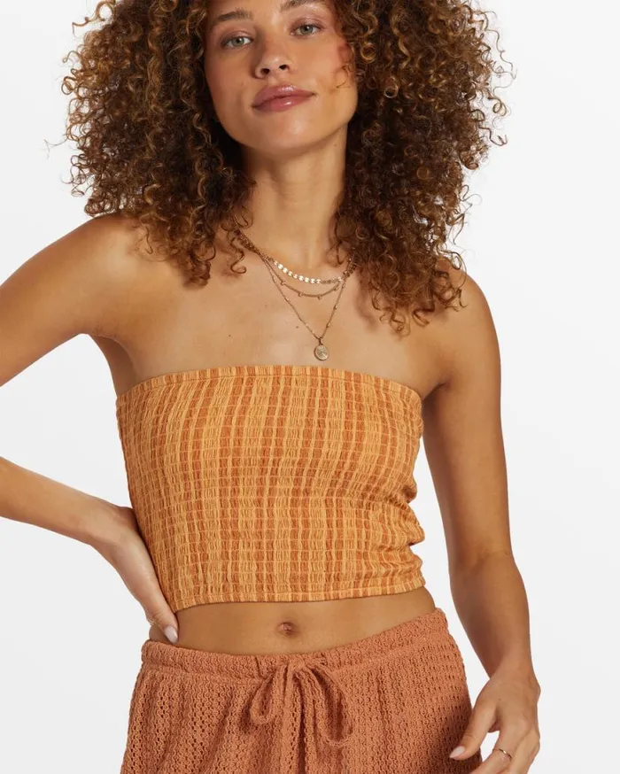 Womens Keep It Simple Smocked Crop Top Peach Punch Billabong Tops Womens Keep It Simple Smocked Crop Top Peach Punch Billabong Tops