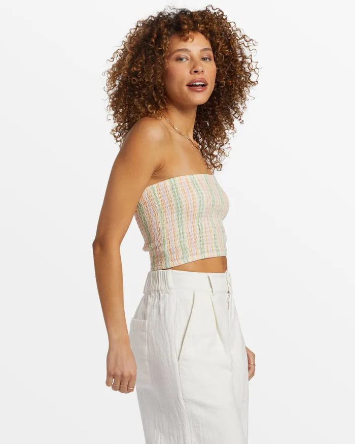 Womens Keep It Simple Smocked Crop Top Sweet Pink Billabong Tops Womens Keep It Simple Smocked Crop Top Sweet Pink Billabong Tops