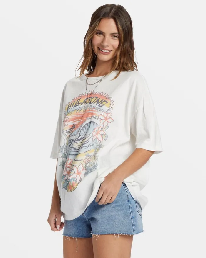 Womens Kissed By The Sun TShirt Salt Crystal Billabong Graphic Tees and Tanks Womens Kissed By The Sun TShirt Salt Crystal Billabong Graphic Tees and Tanks