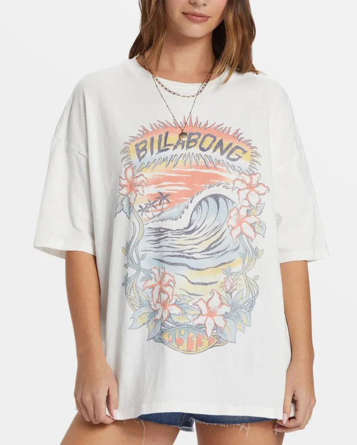 Womens Kissed By The Sun TShirt Salt Crystal Billabong Graphic Tees and Tanks Womens Kissed By The Sun TShirt Salt Crystal Billabong Graphic Tees and Tanks