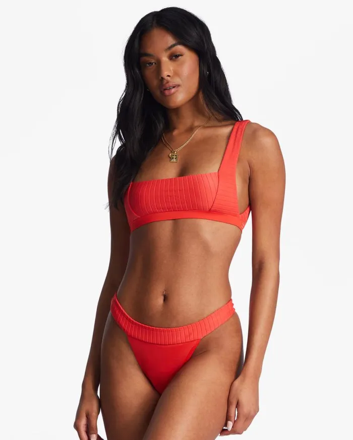 Womens Lined Up Banded Hike Bikini Bottoms Bright Poppy Billabong Bikini Bottoms