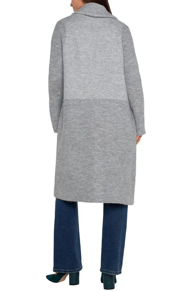 Womens Liverpool Los Angeles Coatigans LONG SLEEVE SWEATER COATIGAN Grey Pattern Block