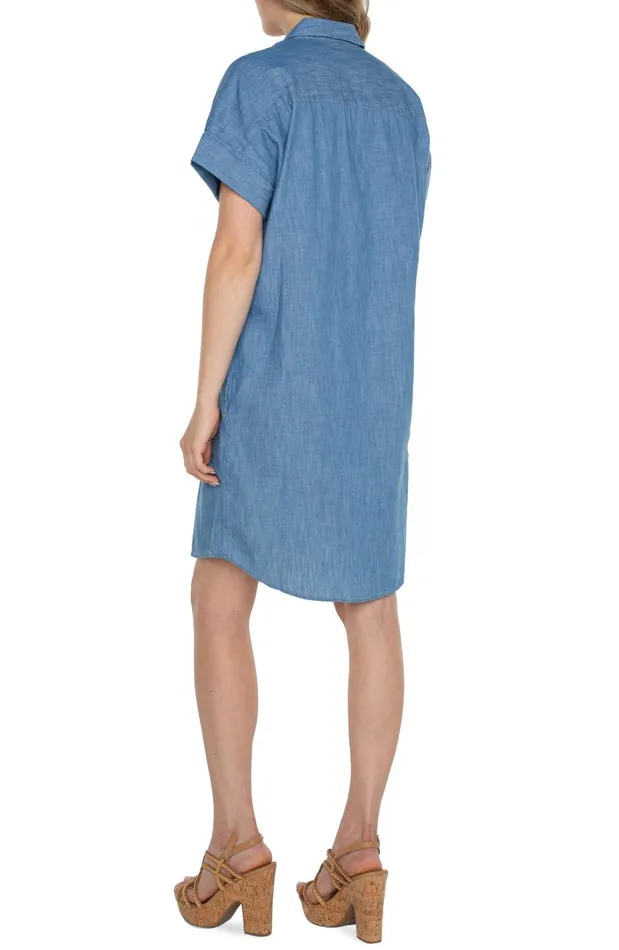 Womens Liverpool Los Angeles Dresses BELTED SHIRT DRESS Chambray