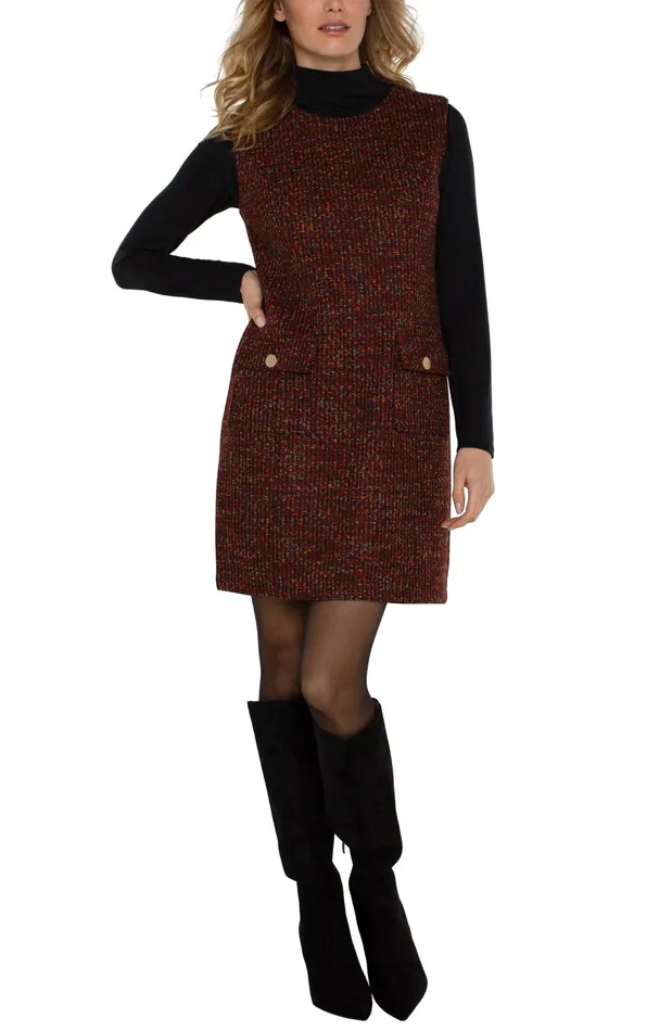 Womens Liverpool Los Angeles Dresses SLEEVELESS SHIFT DRESS Bordeaux Multi