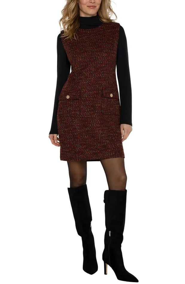 Womens Liverpool Los Angeles Dresses SLEEVELESS SHIFT DRESS Bordeaux Multi