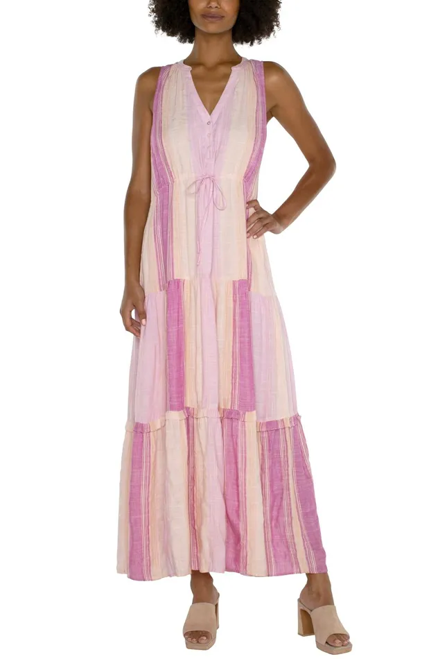Womens Liverpool Los Angeles Dresses SLEEVELESS TIERED MAXI DRESS Lavender Multistripe Womens Liverpool Los Angeles Dresses SLEEVELESS TIERED MAXI DRESS Lavender Multistripe