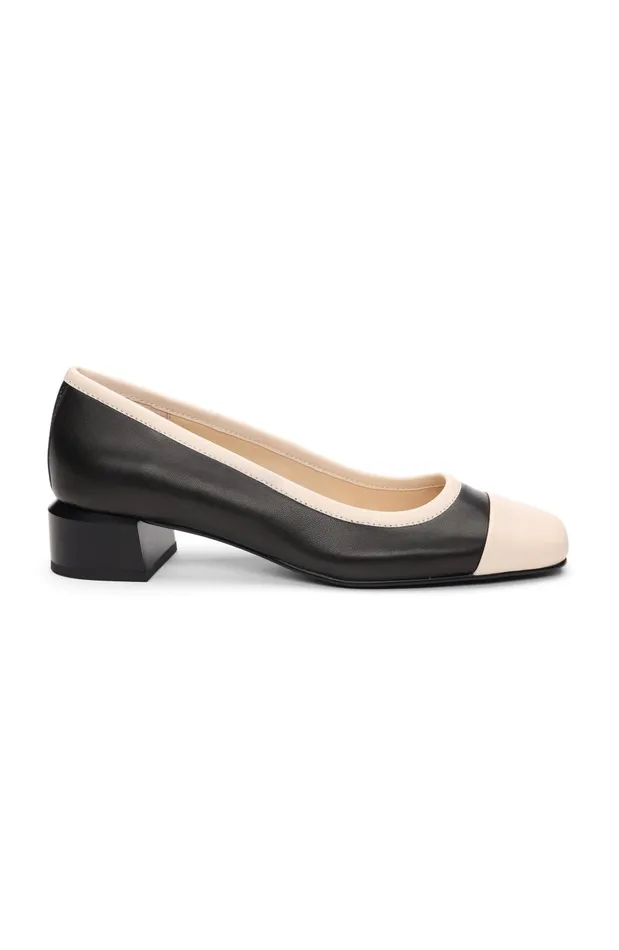Womens Liverpool Los Angeles Flats IRVINE ROUNDED TOE SLIP ON WITH BLOCK HEEL Black Ecru