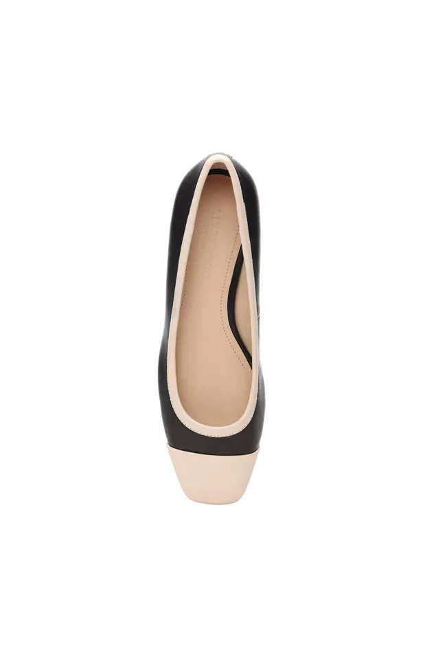 Womens Liverpool Los Angeles Flats IRVINE ROUNDED TOE SLIP ON WITH BLOCK HEEL Black Ecru