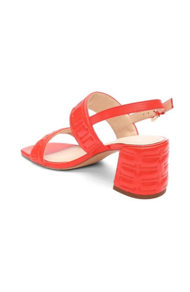 Womens Liverpool Los Angeles Heels LAKEWOOD LOGO STITCH SLINGBACK WITH BLOCK HEEL Coral