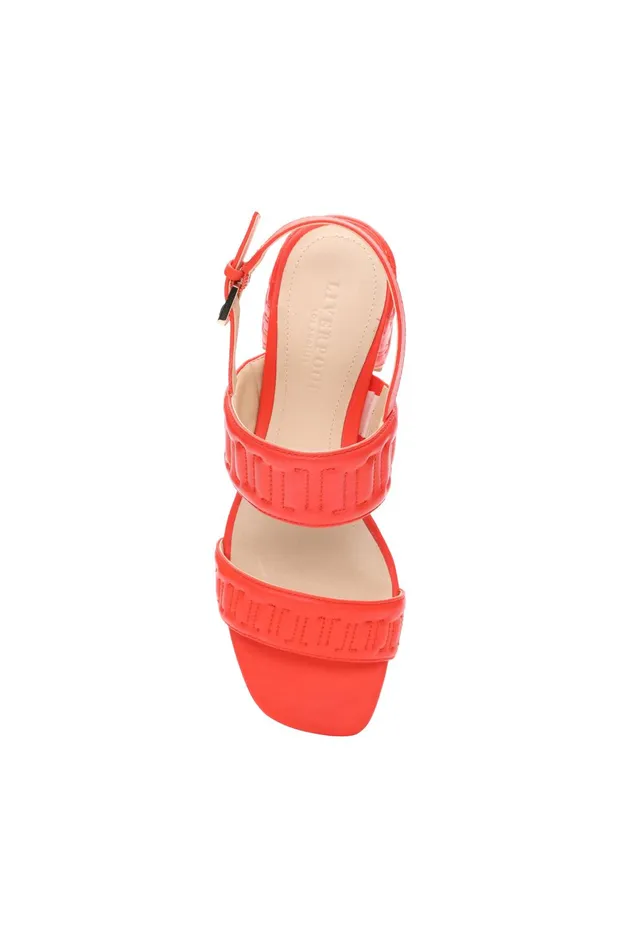 Womens Liverpool Los Angeles Heels LAKEWOOD LOGO STITCH SLINGBACK WITH BLOCK HEEL Coral