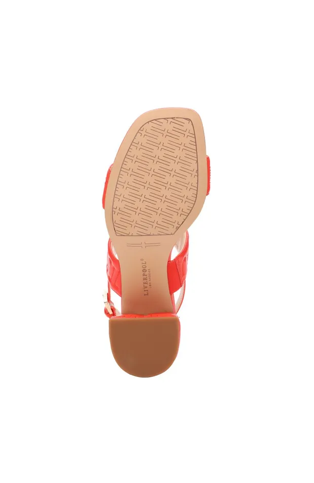 Womens Liverpool Los Angeles Heels LAKEWOOD LOGO STITCH SLINGBACK WITH BLOCK HEEL Coral