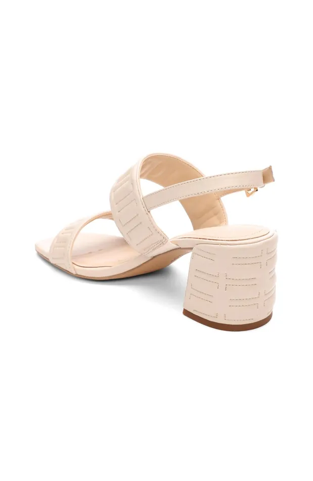 Womens Liverpool Los Angeles Heels LAKEWOOD LOGO STITCH SLINGBACK WITH BLOCK HEEL Ecru