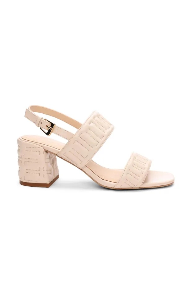 Womens Liverpool Los Angeles Heels LAKEWOOD LOGO STITCH SLINGBACK WITH BLOCK HEEL Ecru