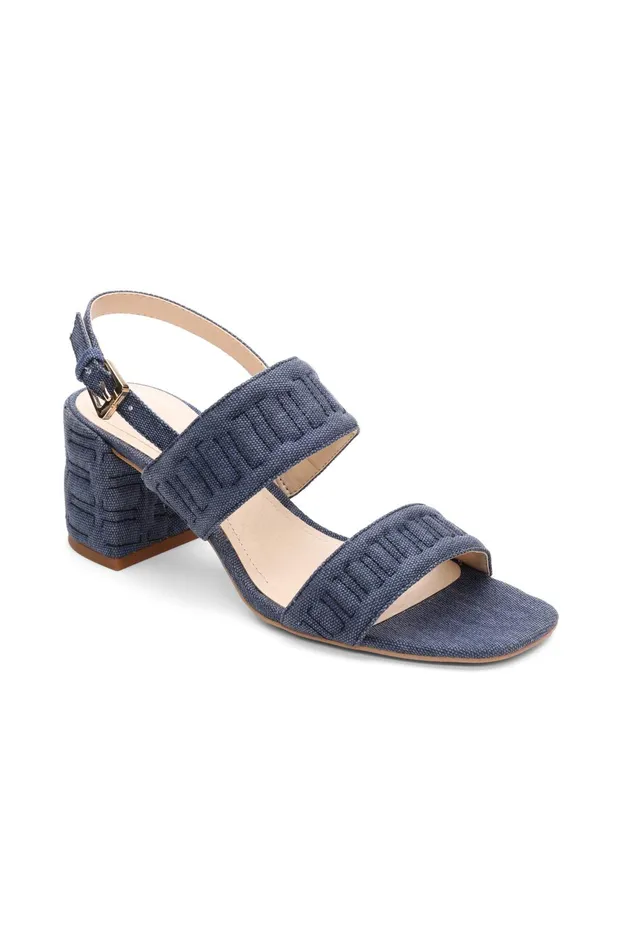 Womens Liverpool Los Angeles Heels LAKEWOOD LOGO STITCH SLINGBACK WITH BLOCK HEEL Indigo Womens Liverpool Los Angeles Heels LAKEWOOD LOGO STITCH SLINGBACK WITH BLOCK HEEL Indigo