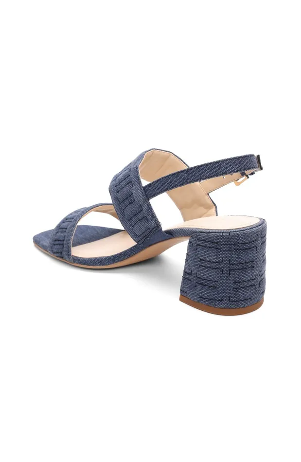 Womens Liverpool Los Angeles Heels LAKEWOOD LOGO STITCH SLINGBACK WITH BLOCK HEEL Indigo