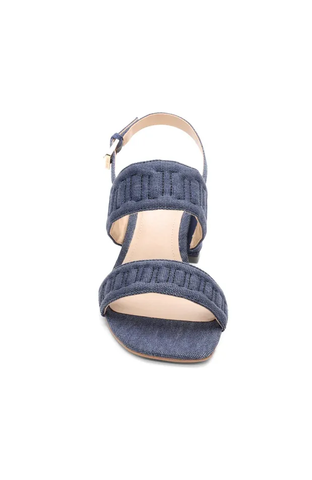 Womens Liverpool Los Angeles Heels LAKEWOOD LOGO STITCH SLINGBACK WITH BLOCK HEEL Indigo
