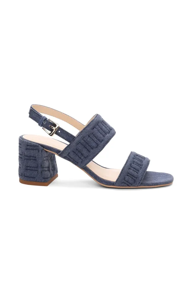 Womens Liverpool Los Angeles Heels LAKEWOOD LOGO STITCH SLINGBACK WITH BLOCK HEEL Indigo