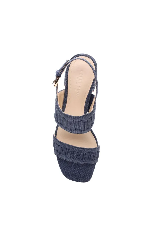 Womens Liverpool Los Angeles Heels LAKEWOOD LOGO STITCH SLINGBACK WITH BLOCK HEEL Indigo