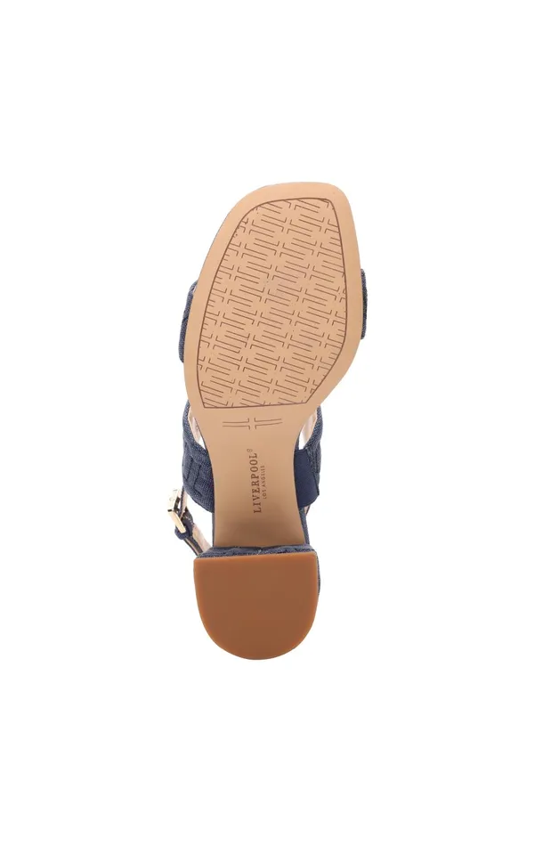 Womens Liverpool Los Angeles Heels LAKEWOOD LOGO STITCH SLINGBACK WITH BLOCK HEEL Indigo