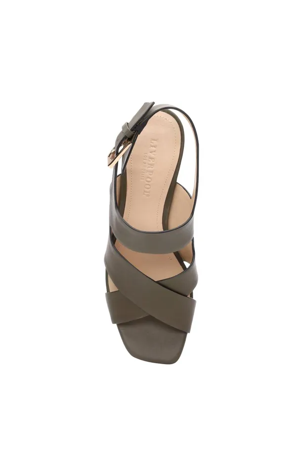 Womens Liverpool Los Angeles Heels PARAMOUNT CROSS STRAP HEEL Olive