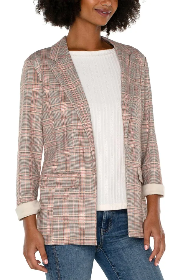 Womens Liverpool Los Angeles Jackets BOYFRIEND BLAZER Lava Flow Glen Plaid