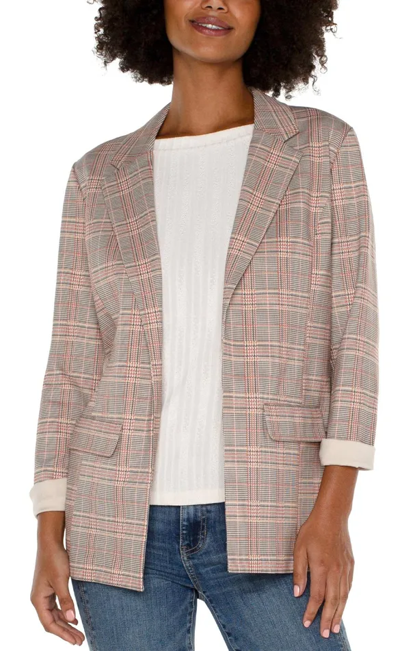 Womens Liverpool Los Angeles Jackets BOYFRIEND BLAZER Lava Flow Glen Plaid