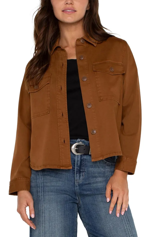 Womens Liverpool Los Angeles Jackets CROPPED SHIRT JACKET Jasper Brown