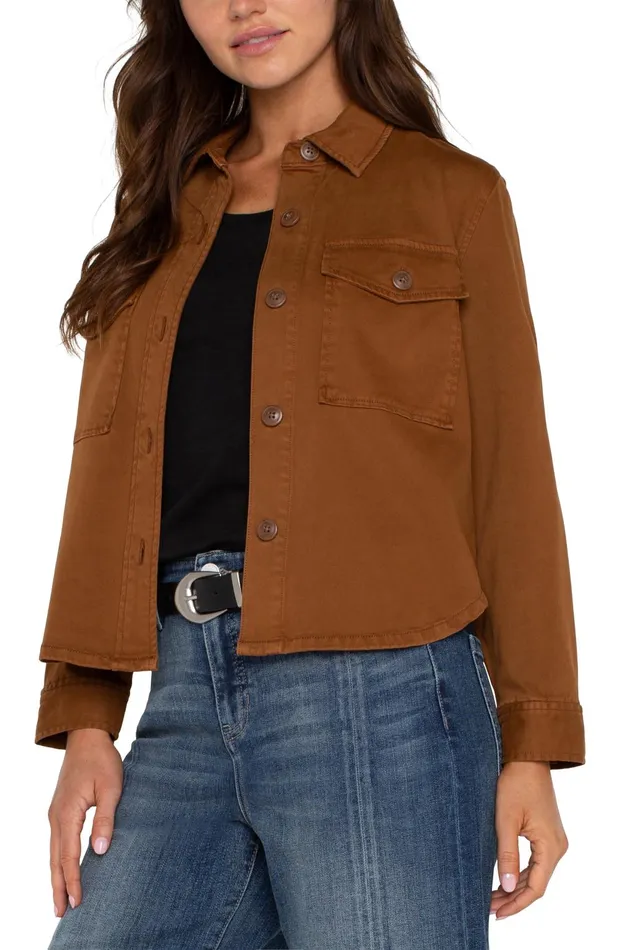 Womens Liverpool Los Angeles Jackets CROPPED SHIRT JACKET Jasper Brown