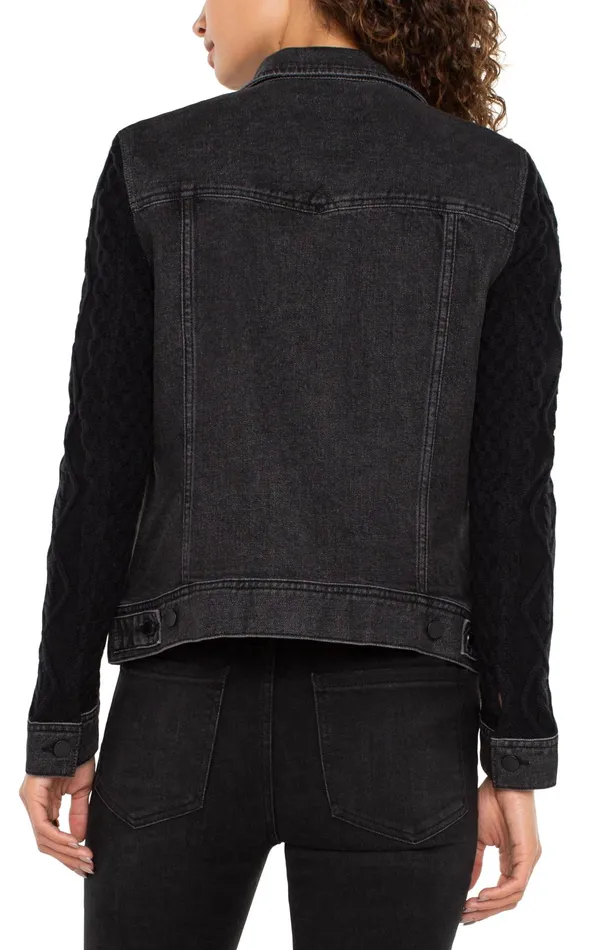 Womens Liverpool Los Angeles Jackets DENIM JACKET WITH SWEATER SLEEVES Arvis Drive