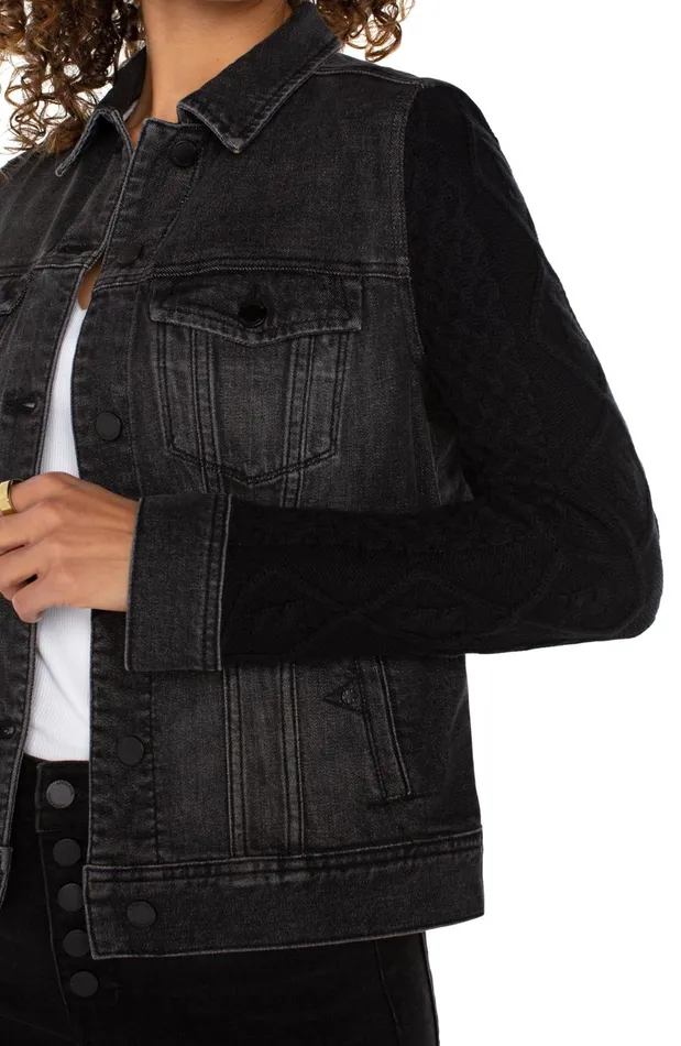 Womens Liverpool Los Angeles Jackets DENIM JACKET WITH SWEATER SLEEVES Arvis Drive