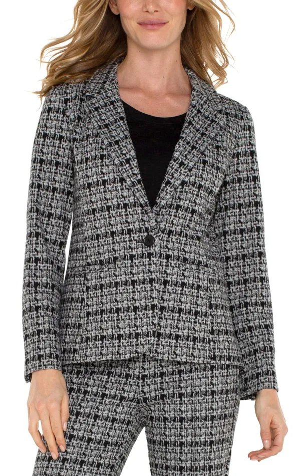 Womens Liverpool Los Angeles Jackets FITTED BLAZER Black Grey Plaid