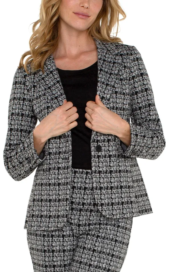 Womens Liverpool Los Angeles Jackets FITTED BLAZER Black Grey Plaid