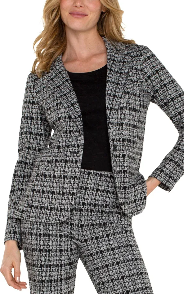 Womens Liverpool Los Angeles Jackets FITTED BLAZER Black Grey Plaid