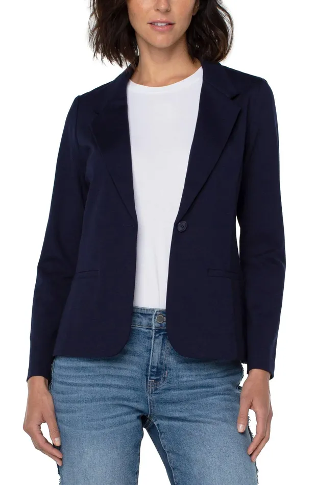 Womens Liverpool Los Angeles Jackets FITTED BLAZER SUPER STRETCH PONTE Cadet Blue Womens Liverpool Los Angeles Jackets FITTED BLAZER SUPER STRETCH PONTE Cadet Blue