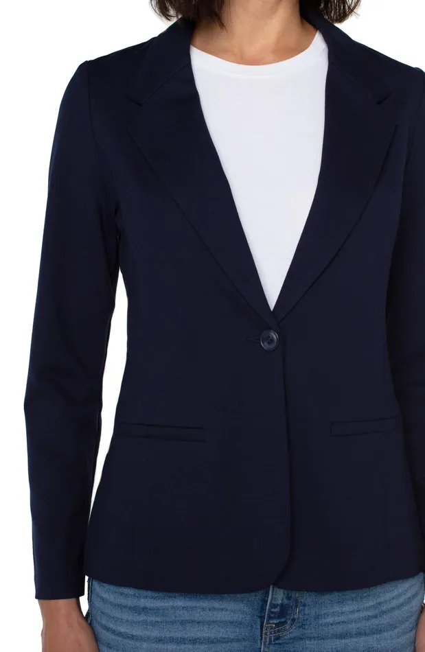 Womens Liverpool Los Angeles Jackets FITTED BLAZER SUPER STRETCH PONTE Cadet Blue