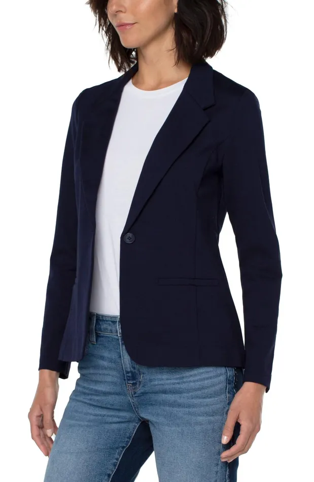 Womens Liverpool Los Angeles Jackets FITTED BLAZER SUPER STRETCH PONTE Cadet Blue