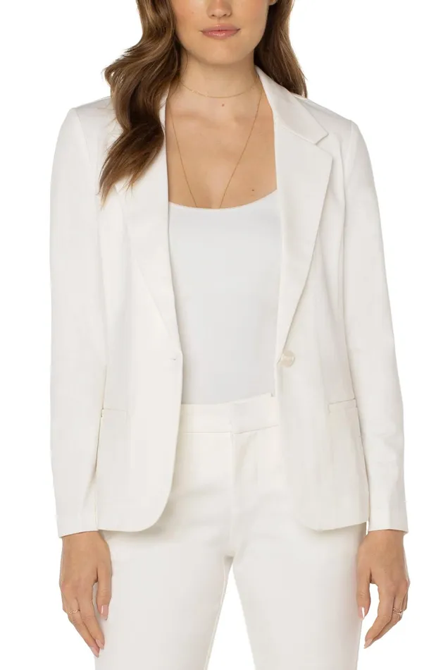 Womens Liverpool Los Angeles Jackets FITTED BLAZER SUPER STRETCH PONTE Vintage White Womens Liverpool Los Angeles Jackets FITTED BLAZER SUPER STRETCH PONTE Vintage White