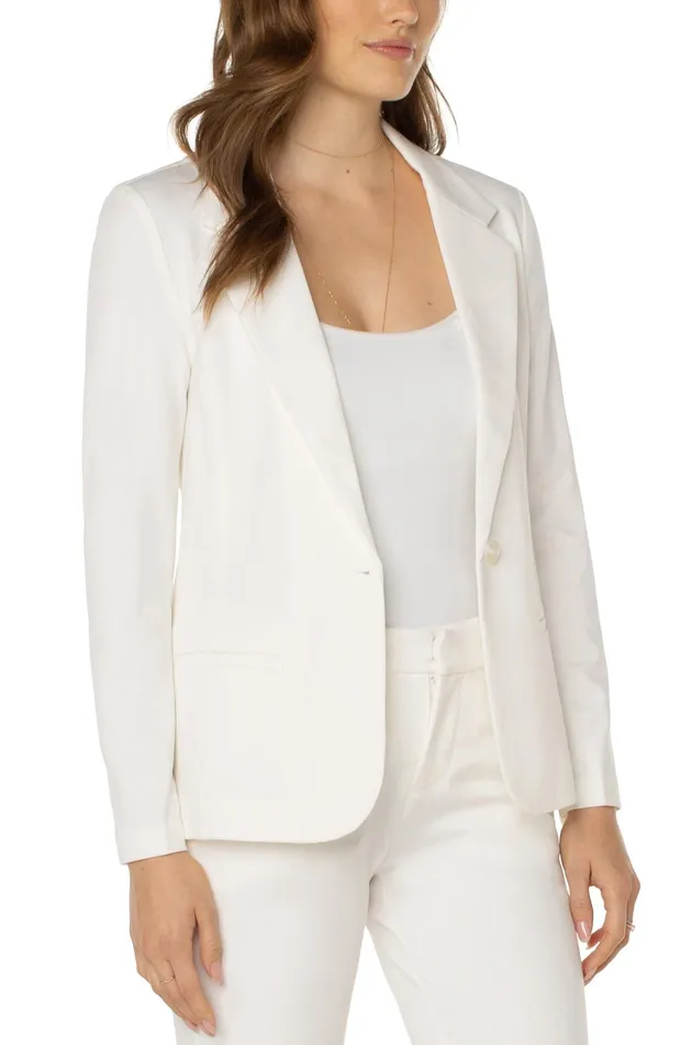 Womens Liverpool Los Angeles Jackets FITTED BLAZER SUPER STRETCH PONTE Vintage White