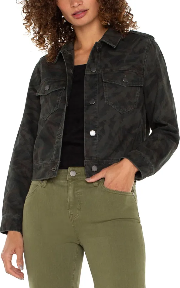 Womens Liverpool Los Angeles Jackets MILITARY CROP JACKET Abstract Camo