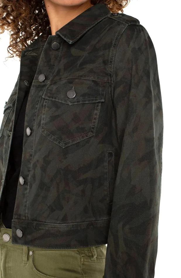 Womens Liverpool Los Angeles Jackets MILITARY CROP JACKET Abstract Camo