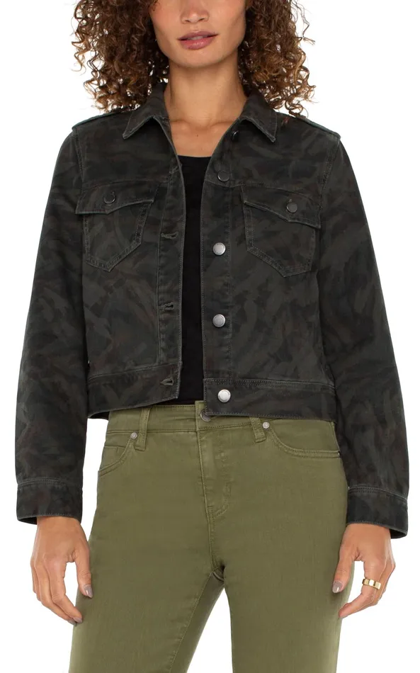 Womens Liverpool Los Angeles Jackets MILITARY CROP JACKET Abstract Camo