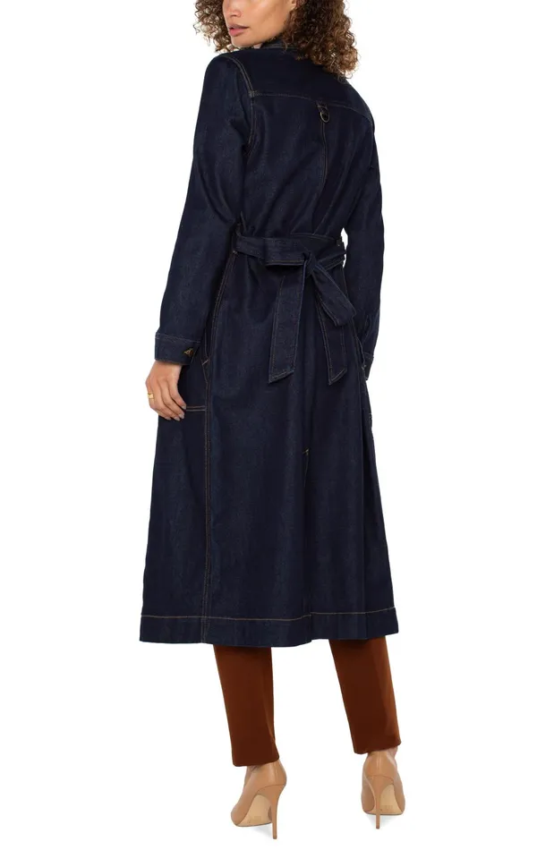 Womens Liverpool Los Angeles Jackets NOTCH COLLAR DUSTER JACKET Indigo Rinse Wash