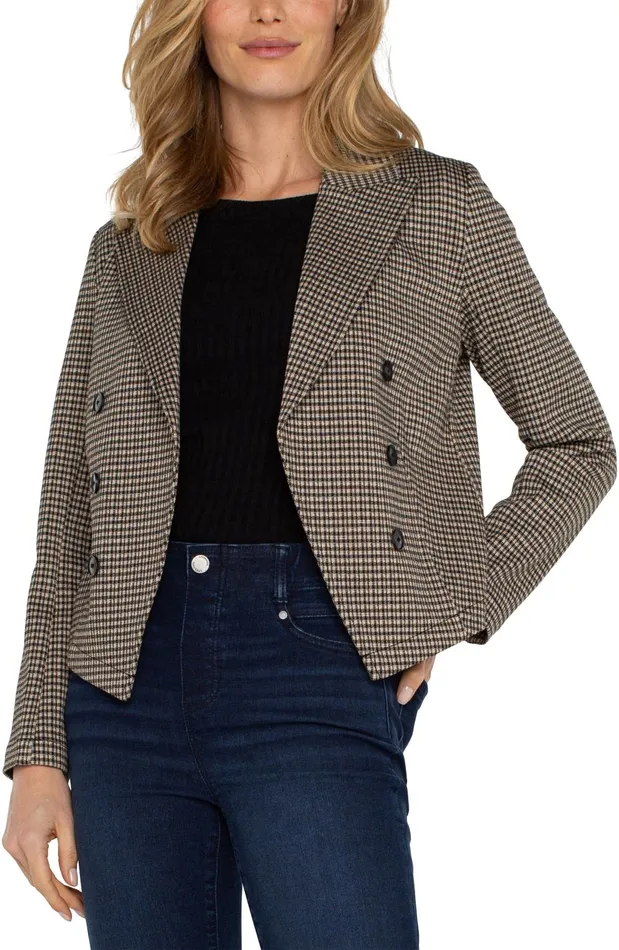 Womens Liverpool Los Angeles Jackets OPEN FRONT BLAZER Black Tan Check
