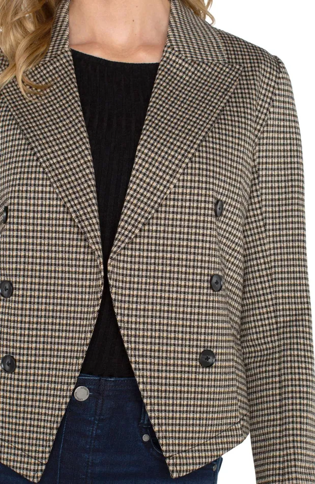 Womens Liverpool Los Angeles Jackets OPEN FRONT BLAZER Black Tan Check